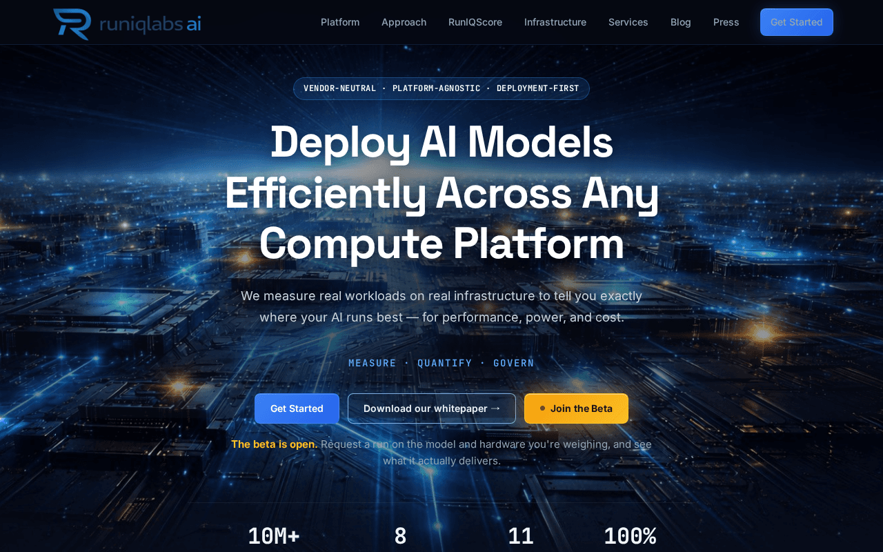 Screenshot of runiqlabs.ai