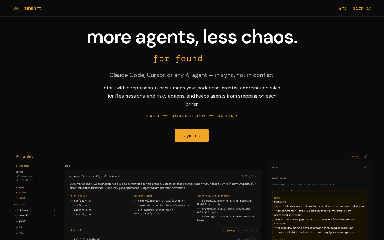 Screenshot of runshift.ai