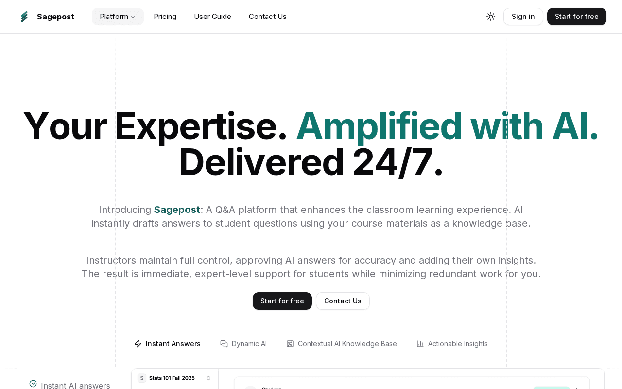 Screenshot of sagepost.ai