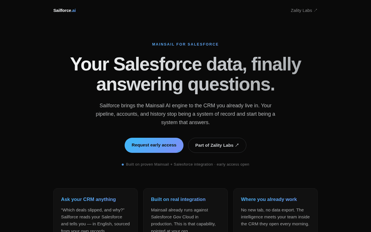 Screenshot of sailforce.ai