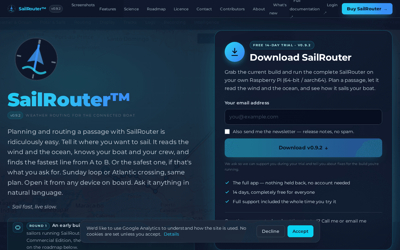 Screenshot of sailrouter.ai