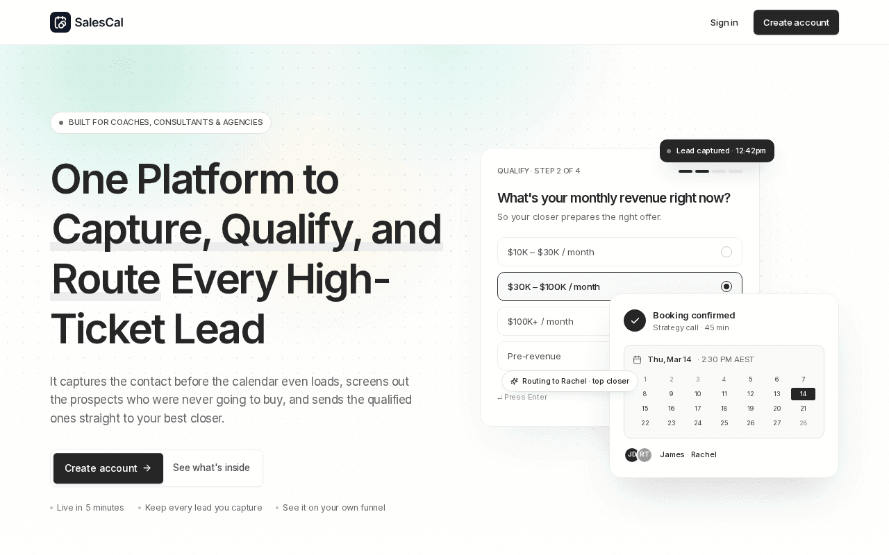 Screenshot of salescal.ai