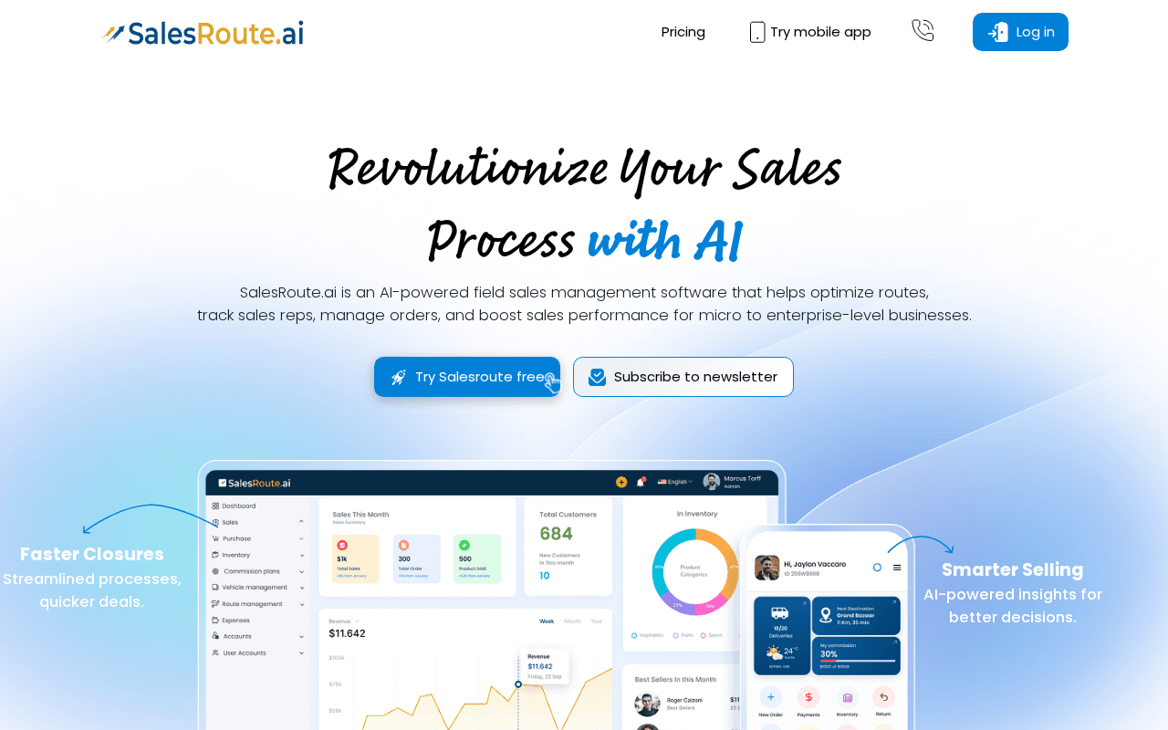 Screenshot of salesroute.ai