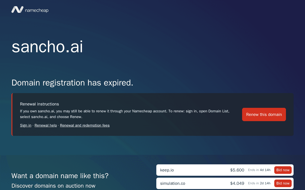 Screenshot of sancho.ai