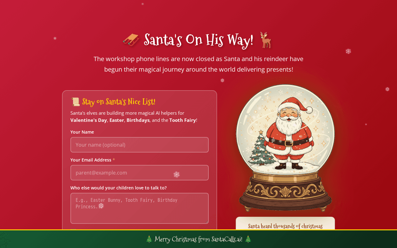 Screenshot of santacalls.ai