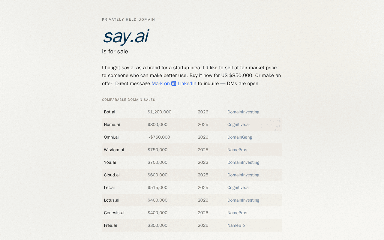 Screenshot of say.ai