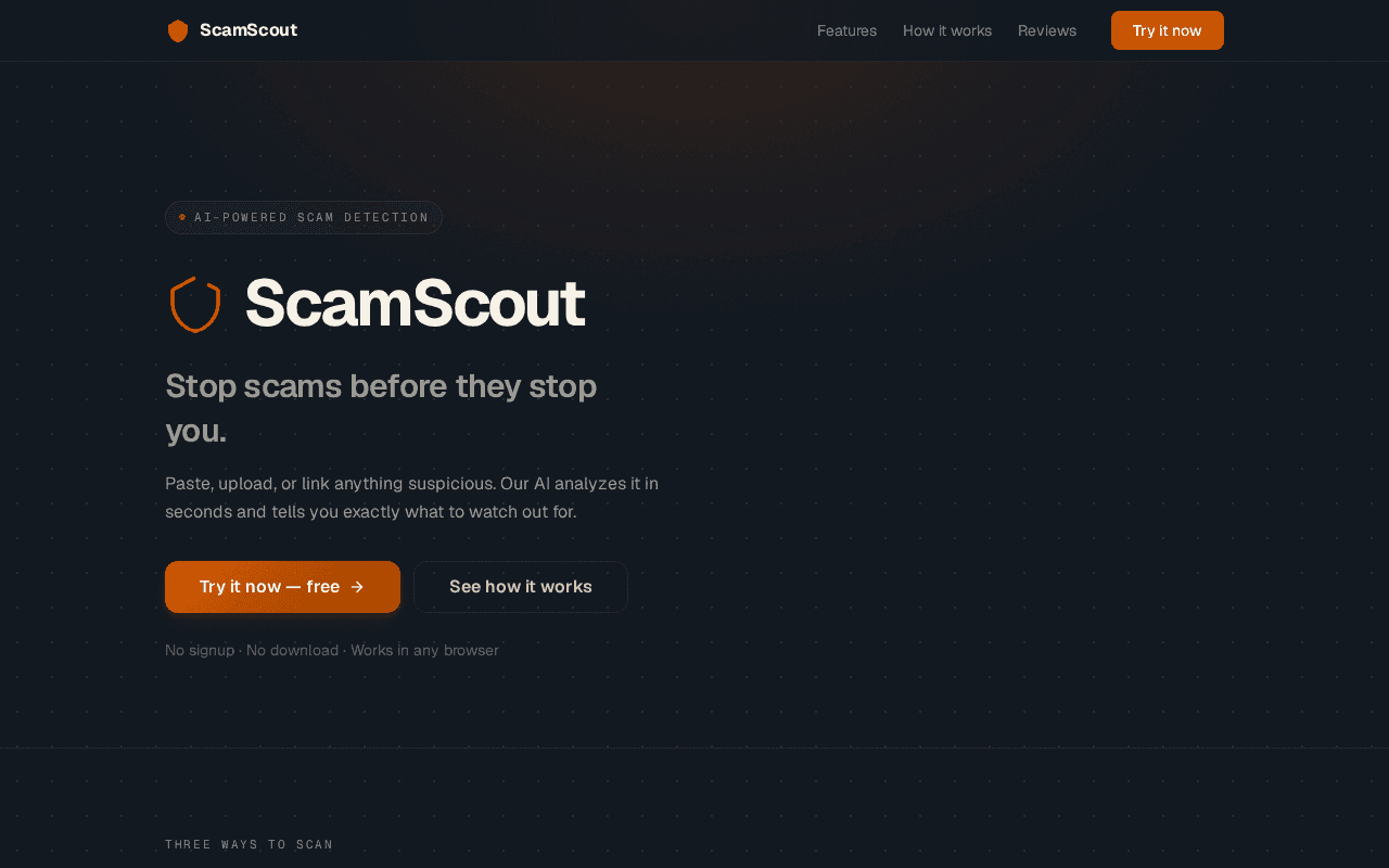 Screenshot of scamscout.ai