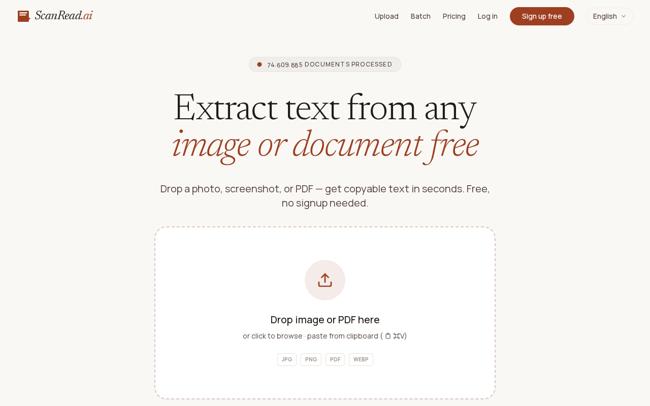 Screenshot of scanread.ai