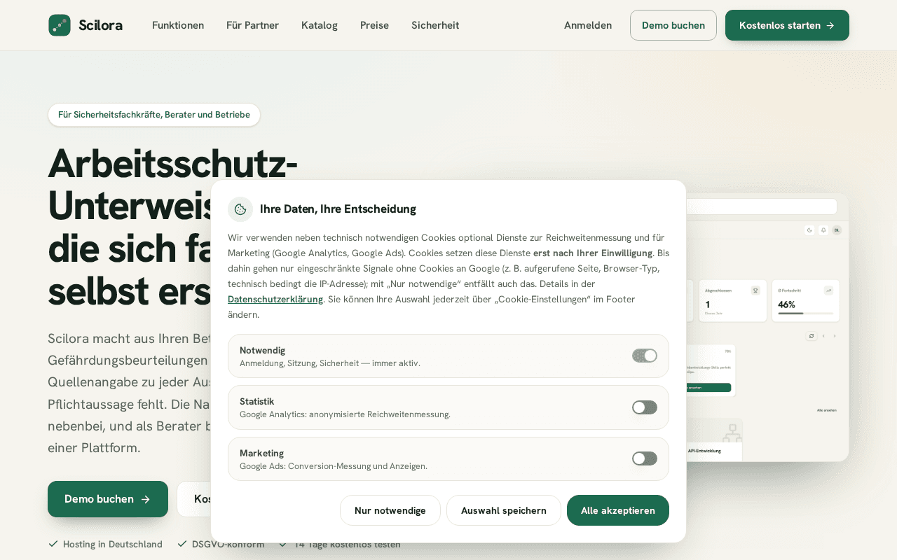 Screenshot of scilora.ai