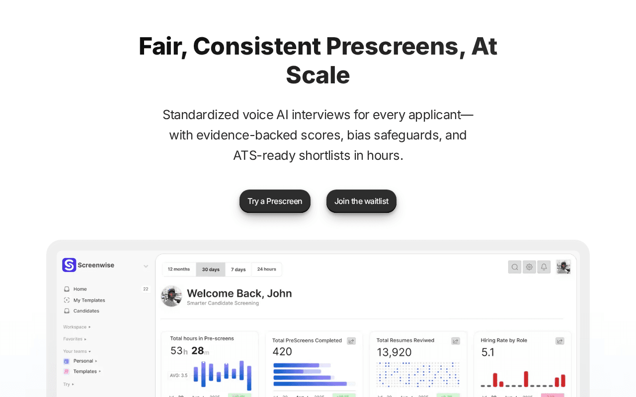 Screenshot of screenwise.ai