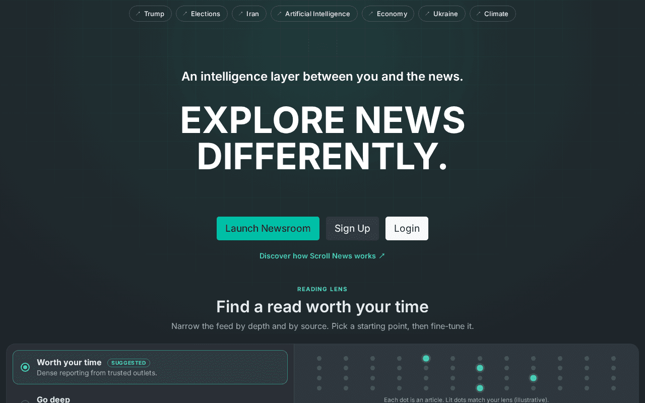 Screenshot of scrollnews.ai