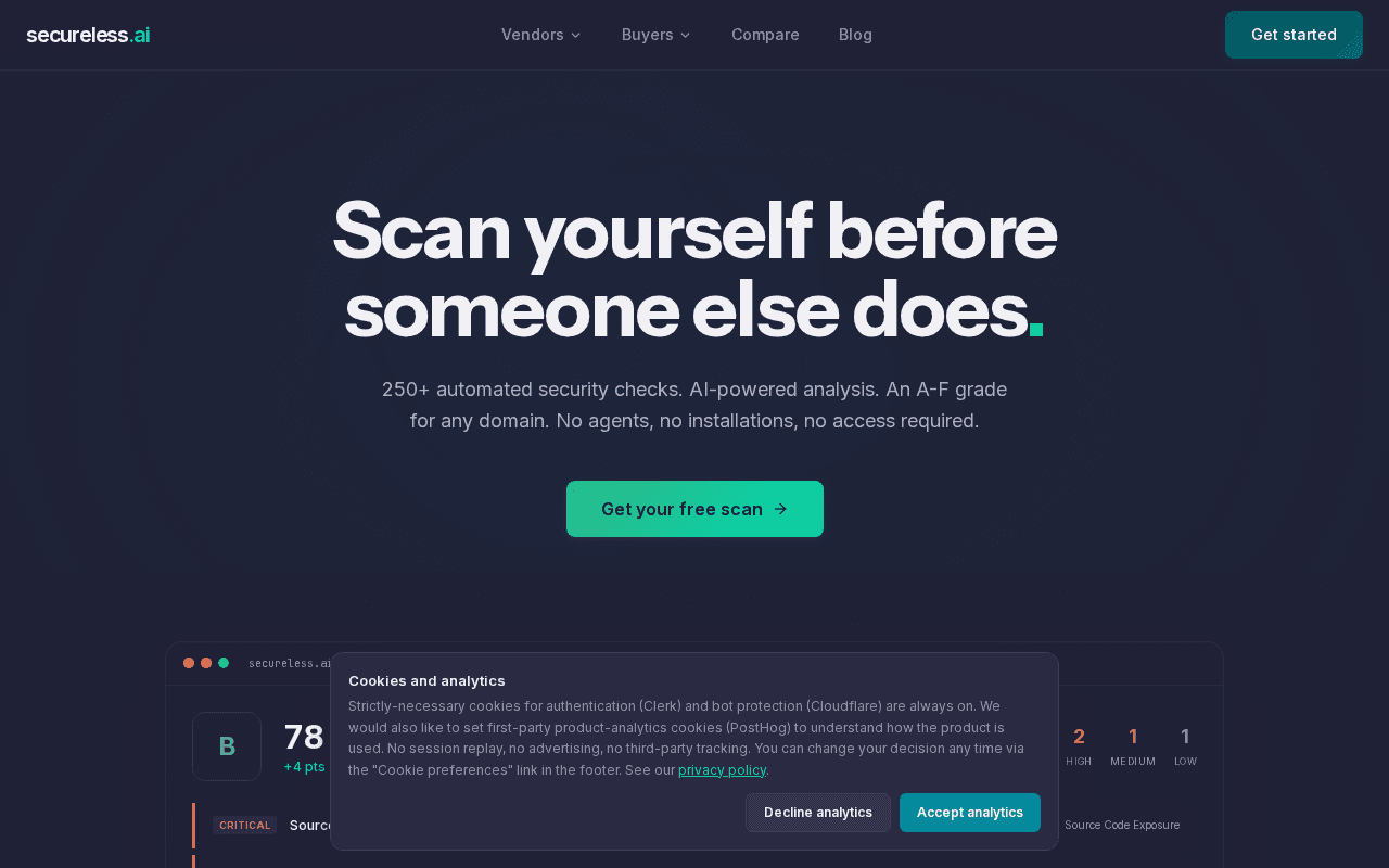 Screenshot of secureless.ai