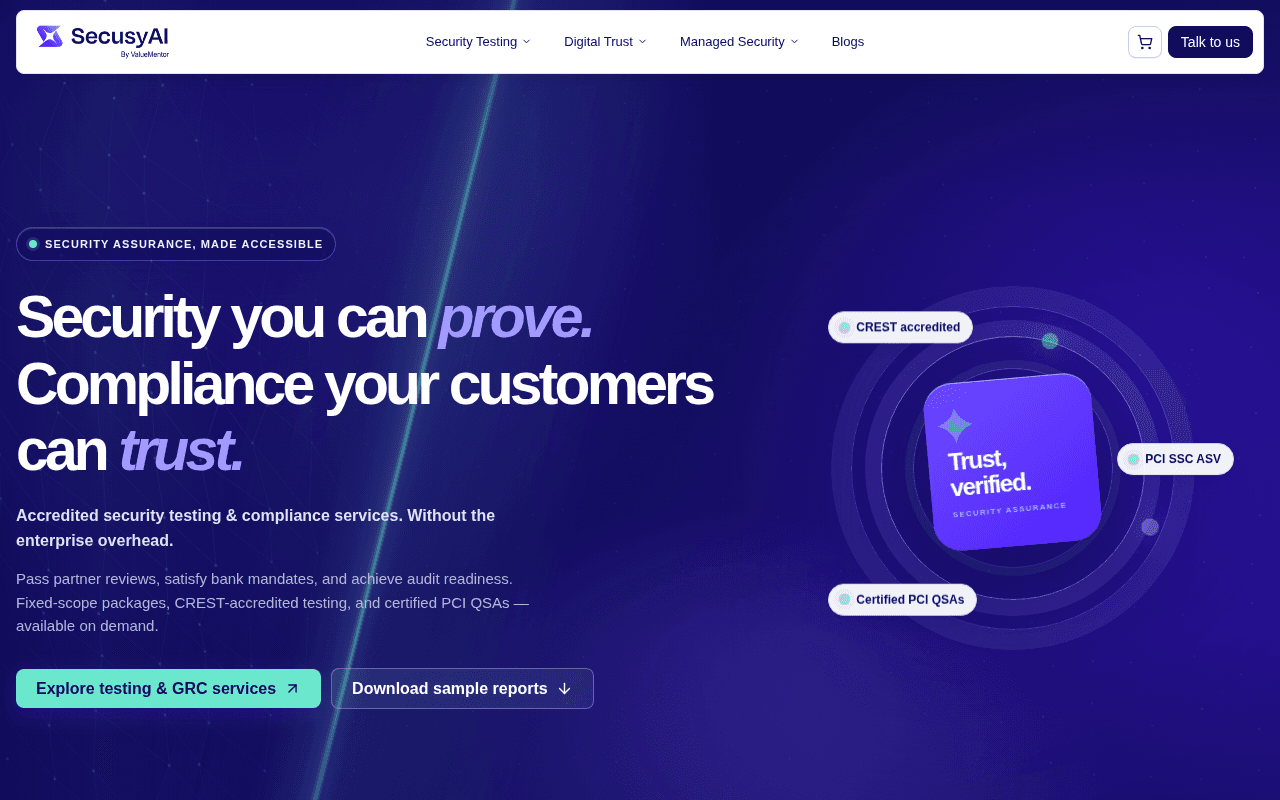 Screenshot of secusy.ai