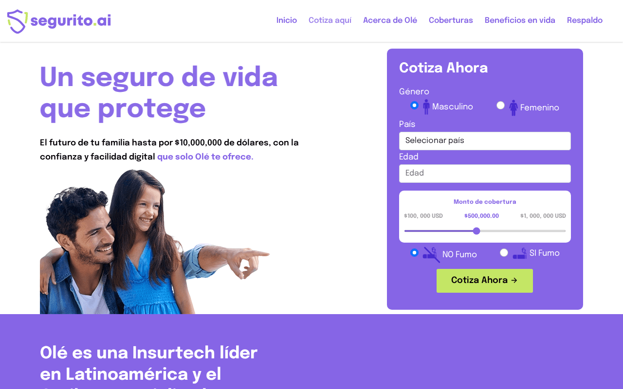 Screenshot of segurito.ai