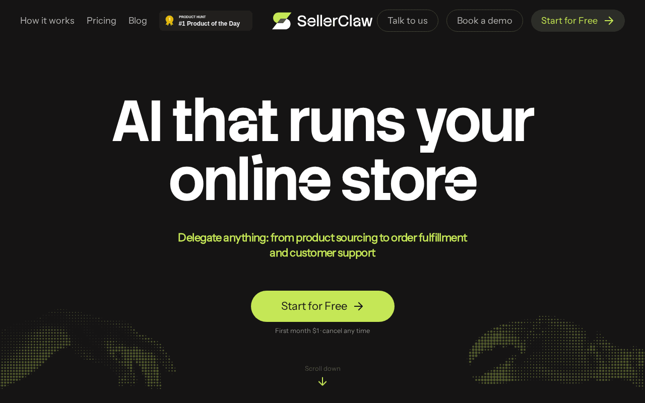 Screenshot of sellerclaw.ai