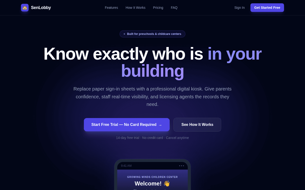 Screenshot of senlobby.ai