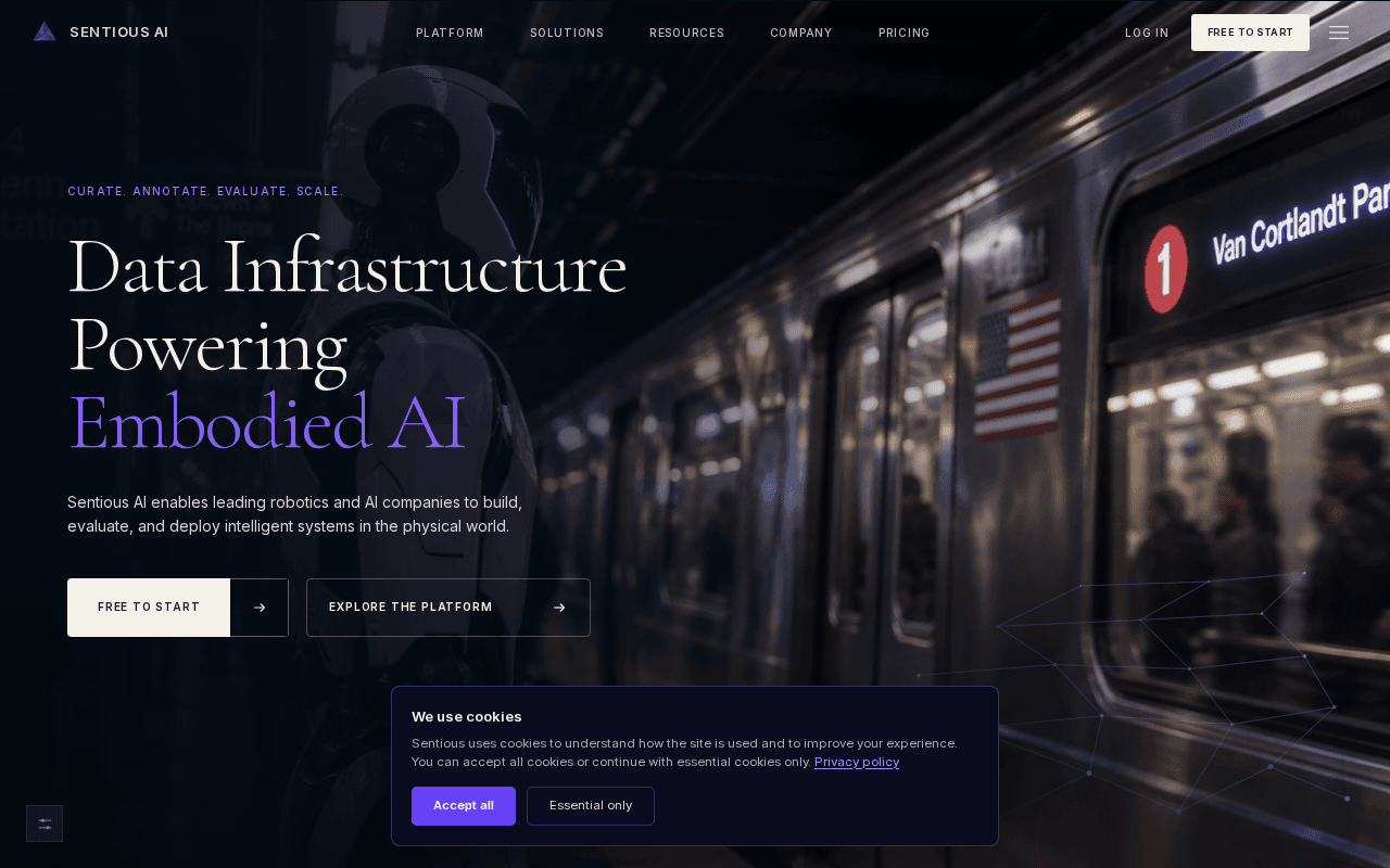 Screenshot of sentious.ai