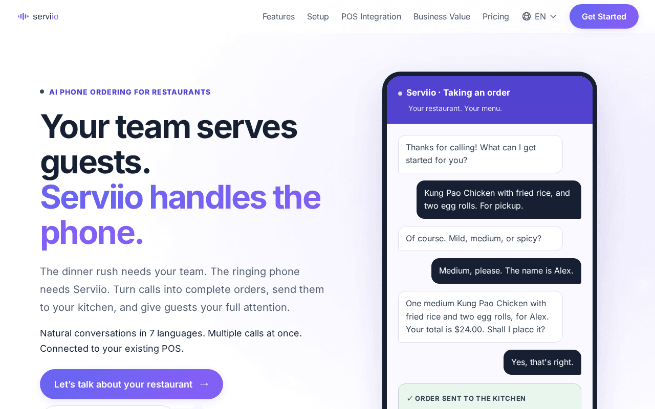 Screenshot of serviio.ai
