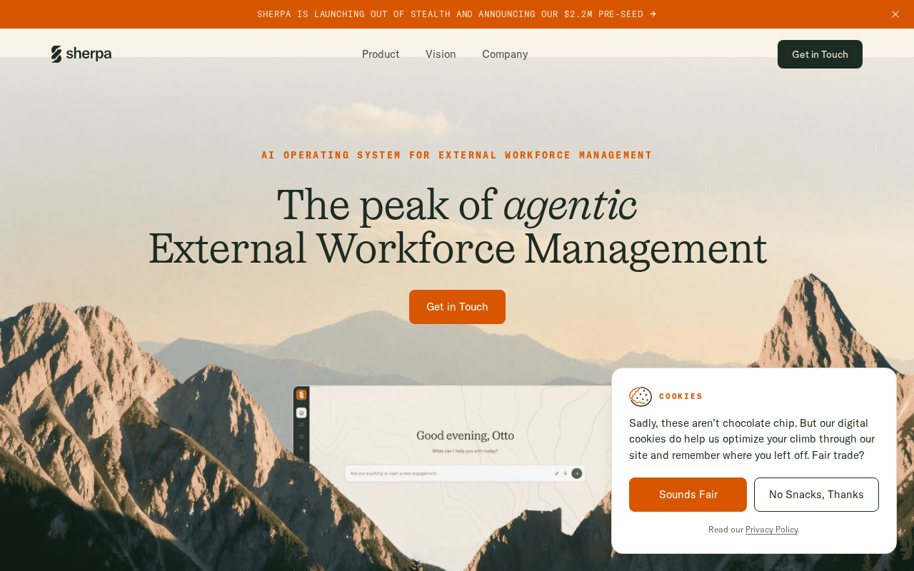 Screenshot of sherpahq.ai