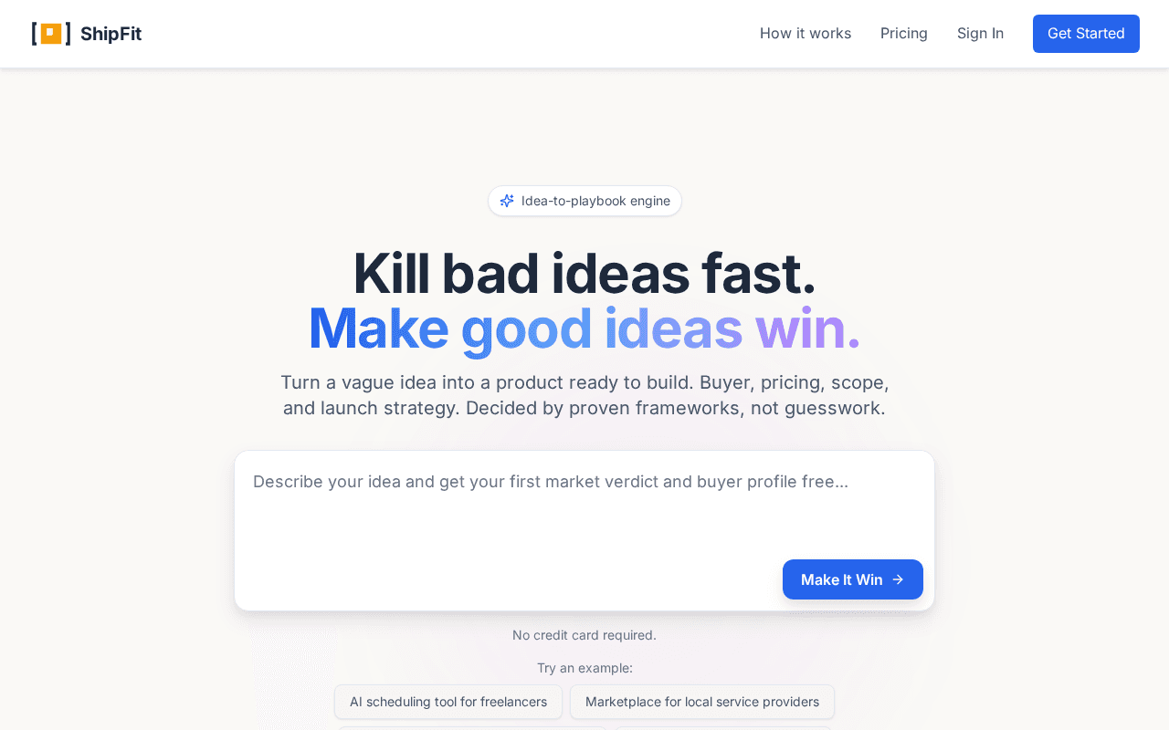 Screenshot of shipfit.ai