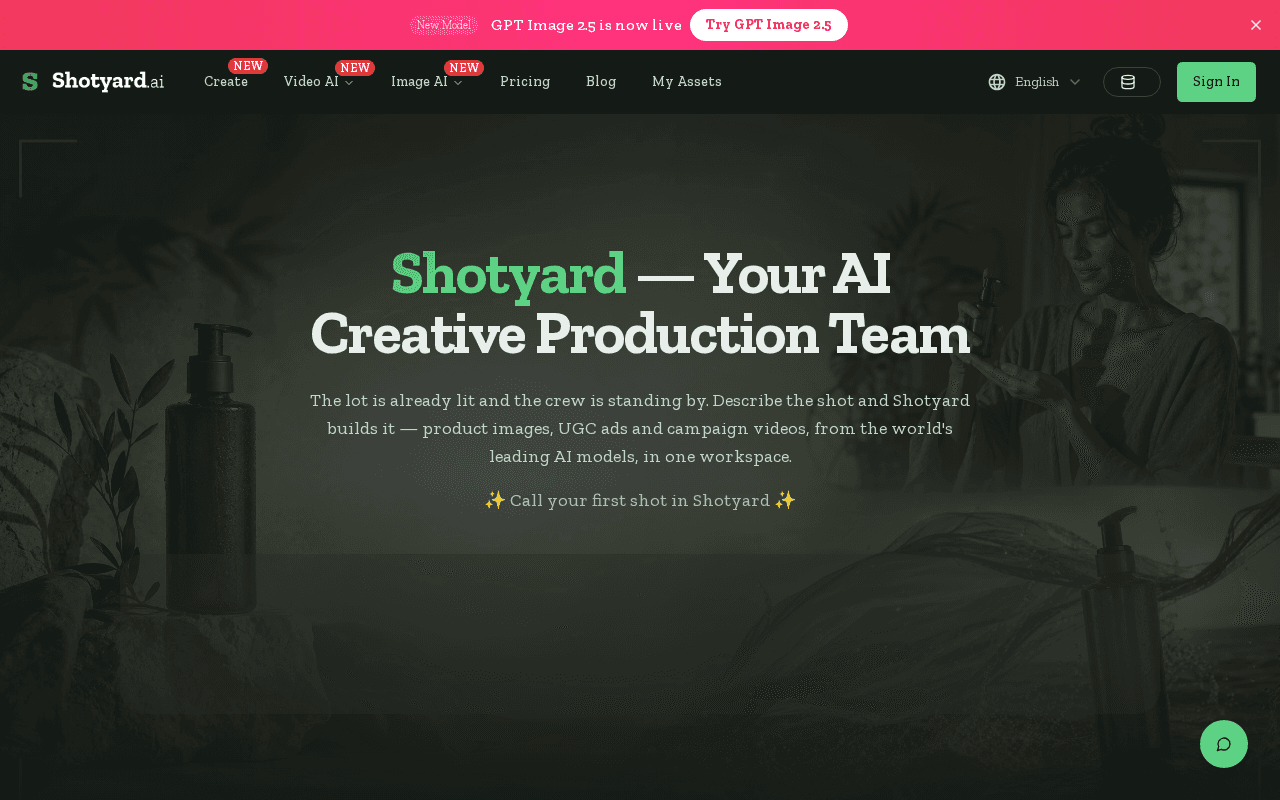 Screenshot of shotyard.ai