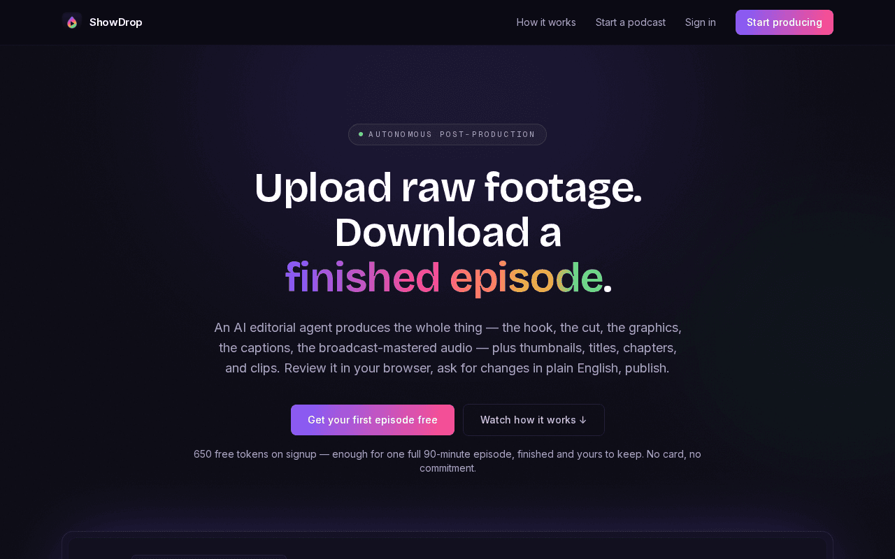 Screenshot of showdrop.ai