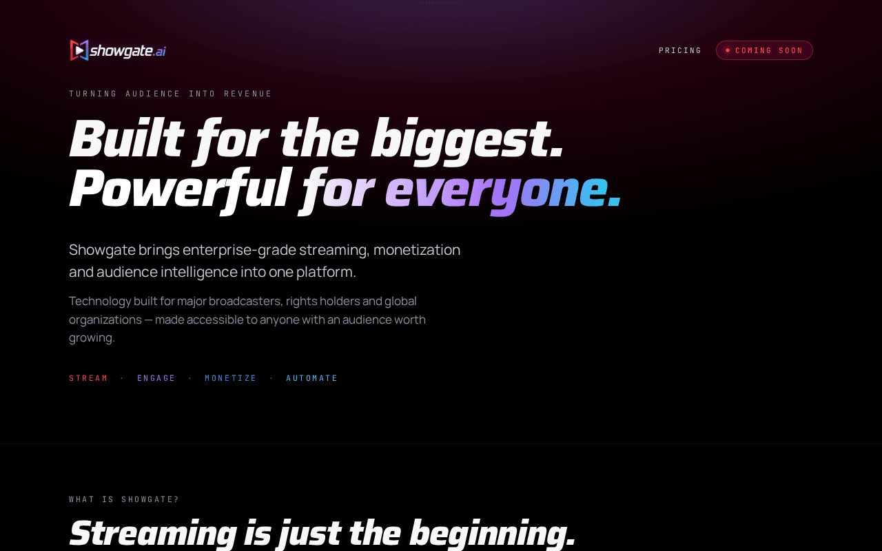 Screenshot of showgate.ai