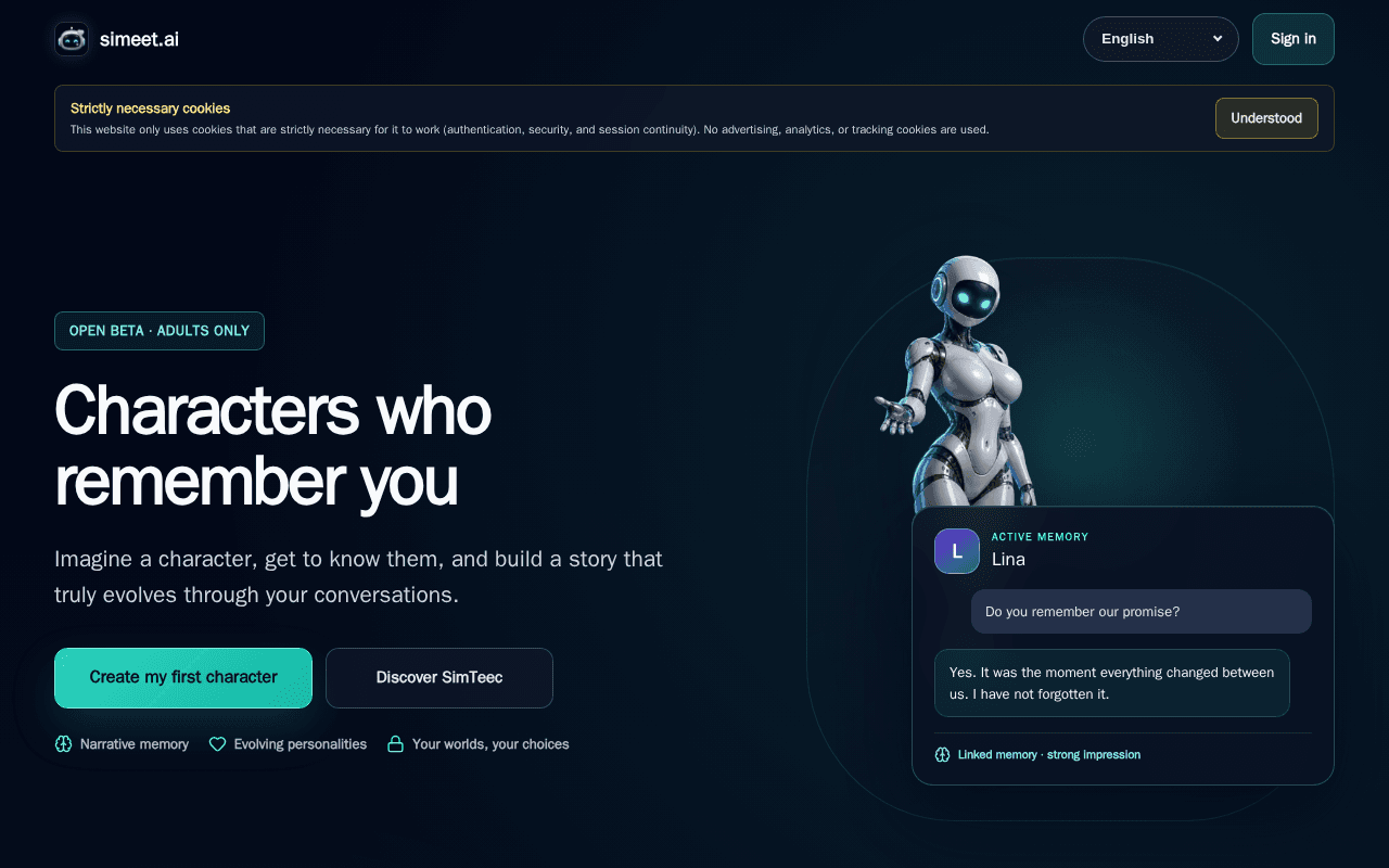 Screenshot of simeet.ai