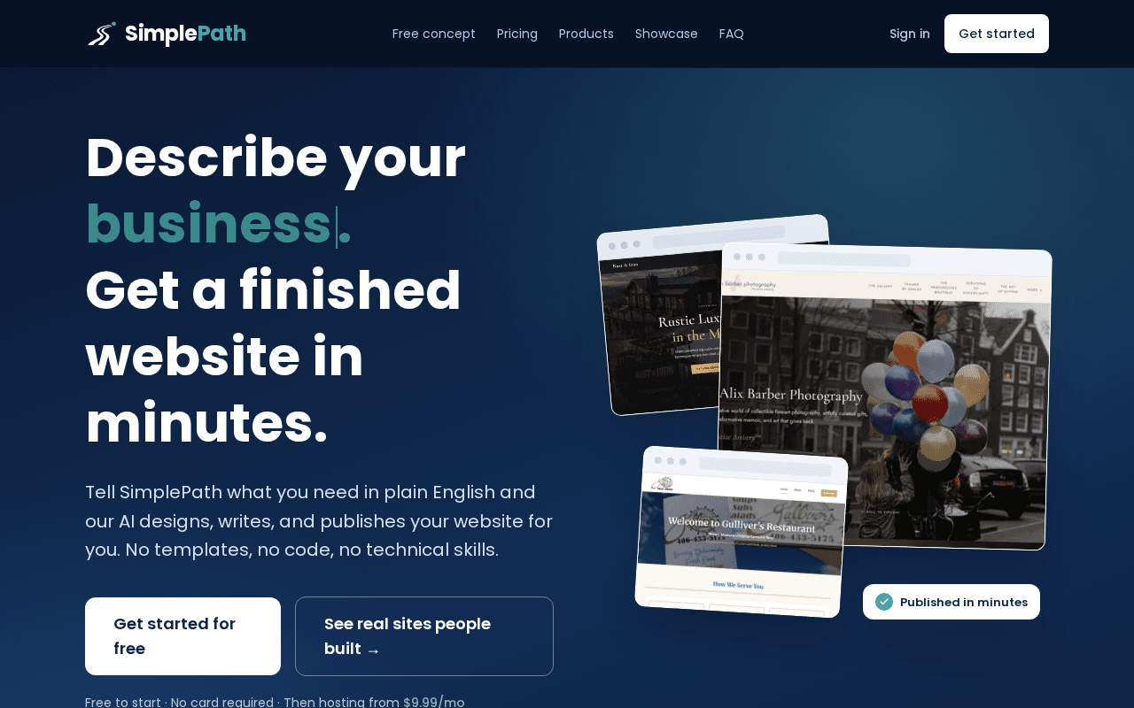 Screenshot of simplepath.ai