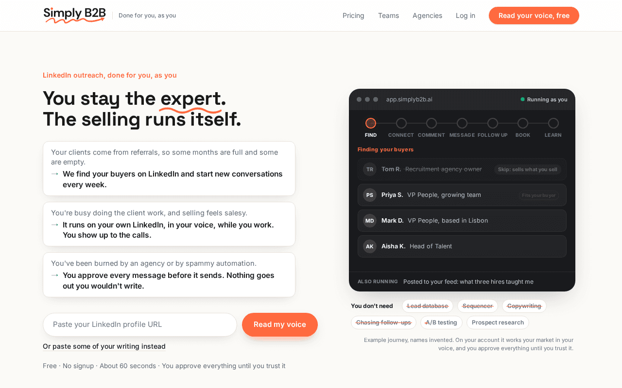 Screenshot of simplyb2b.ai