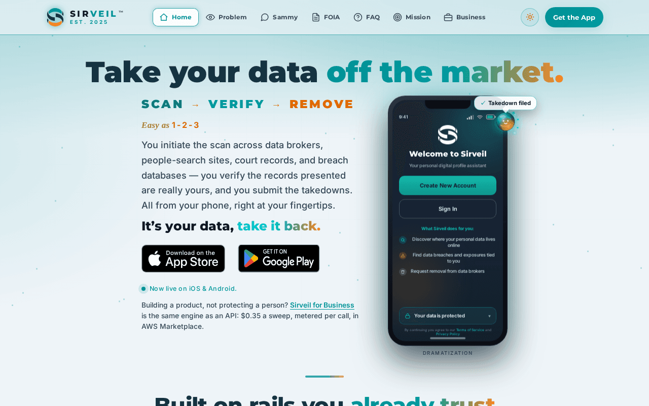 Screenshot of sirveil.ai