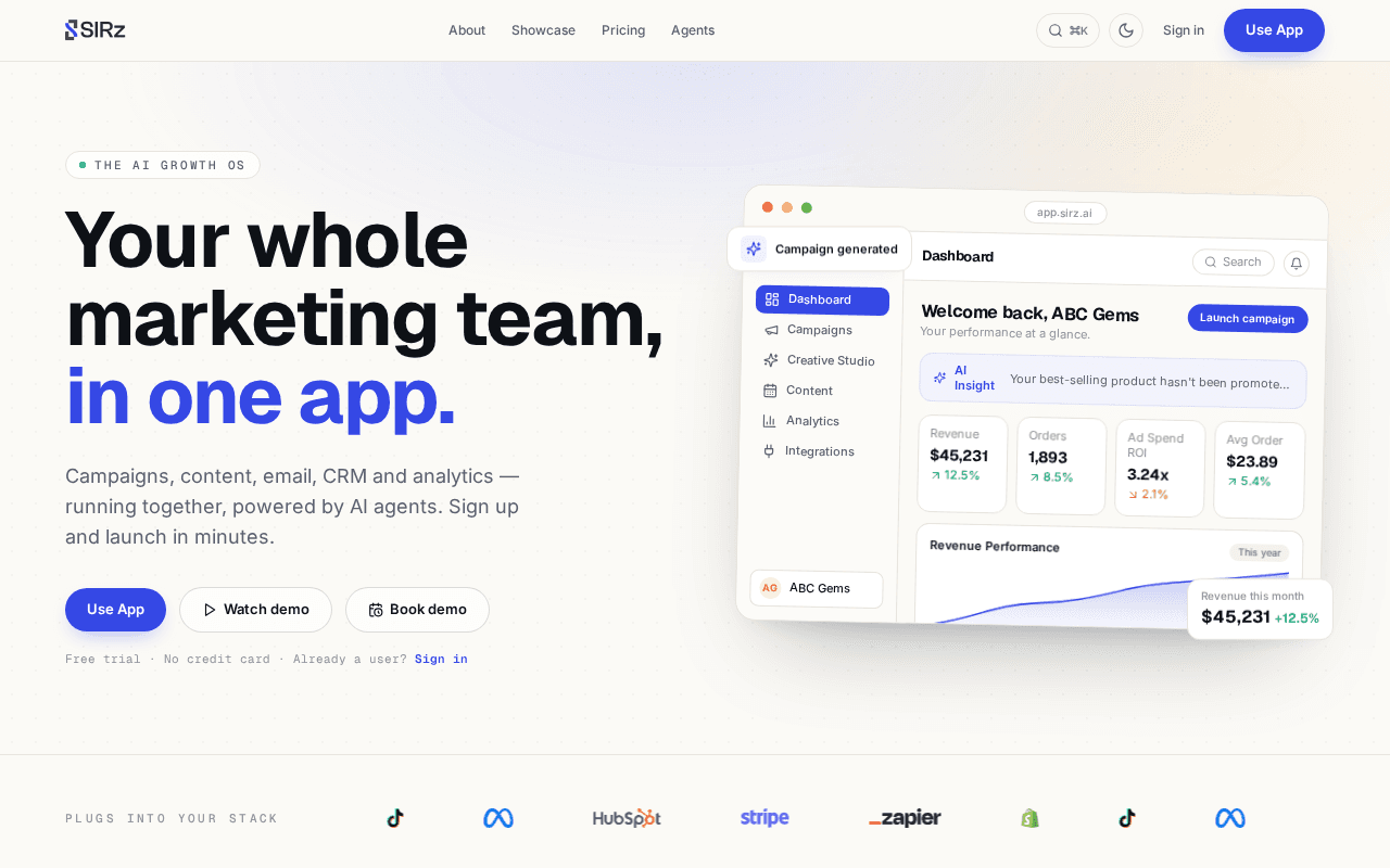 Screenshot of sirz.ai