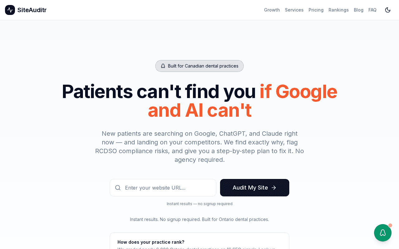 Screenshot of siteauditr.ai