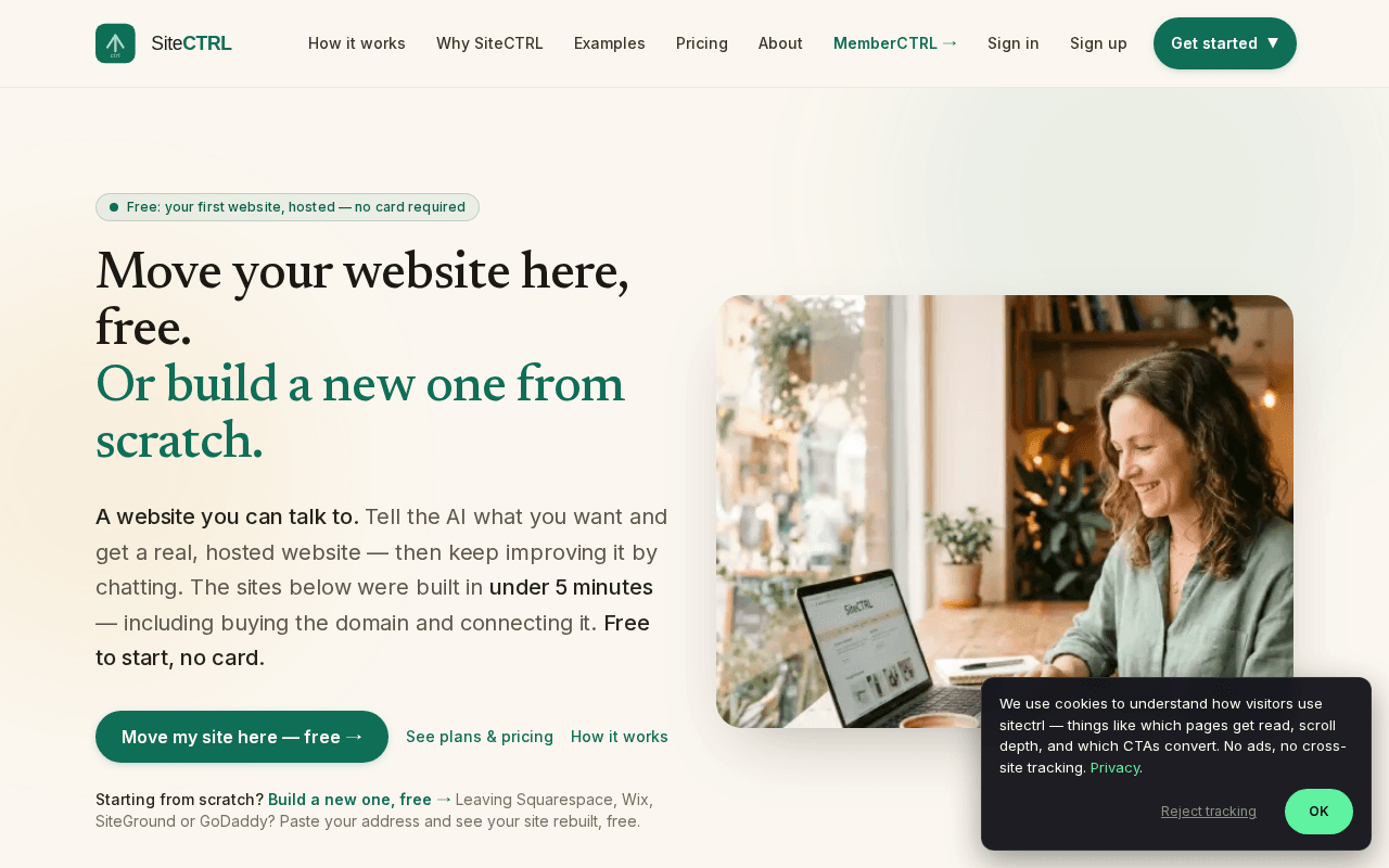 Screenshot of sitectrl.ai