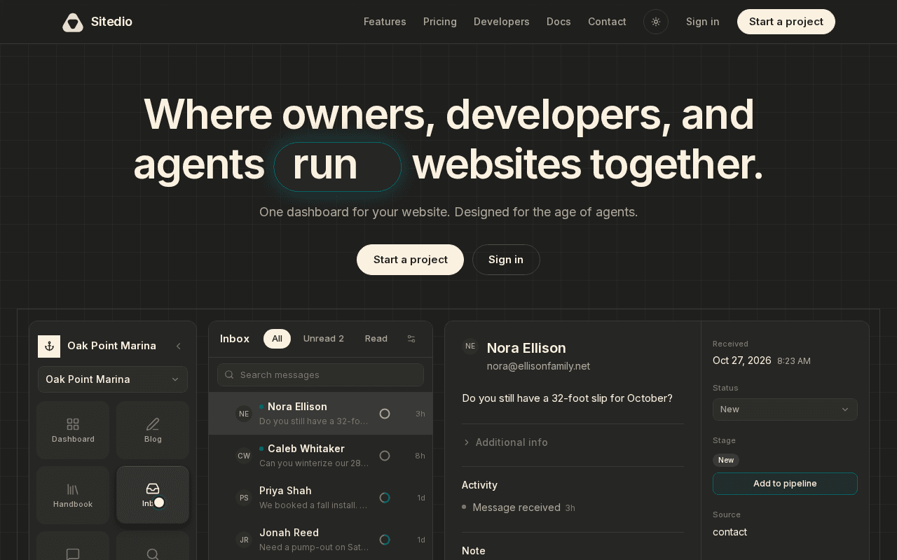 Screenshot of sitedio.ai