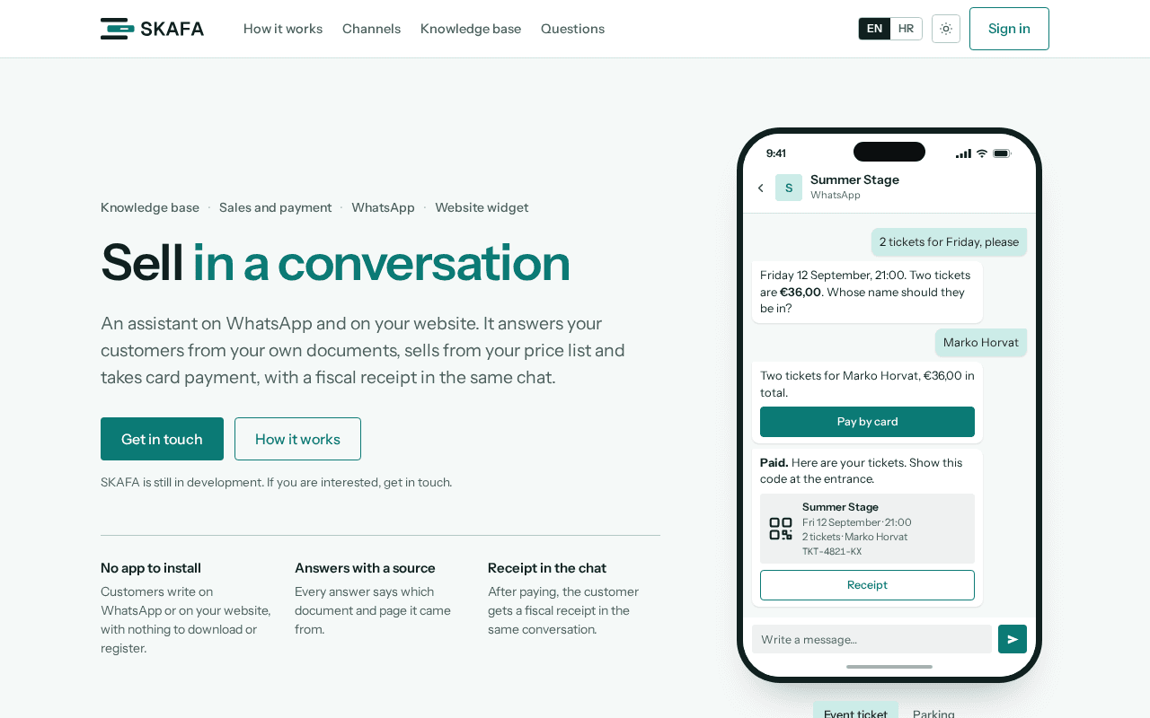 Screenshot of skafa.ai