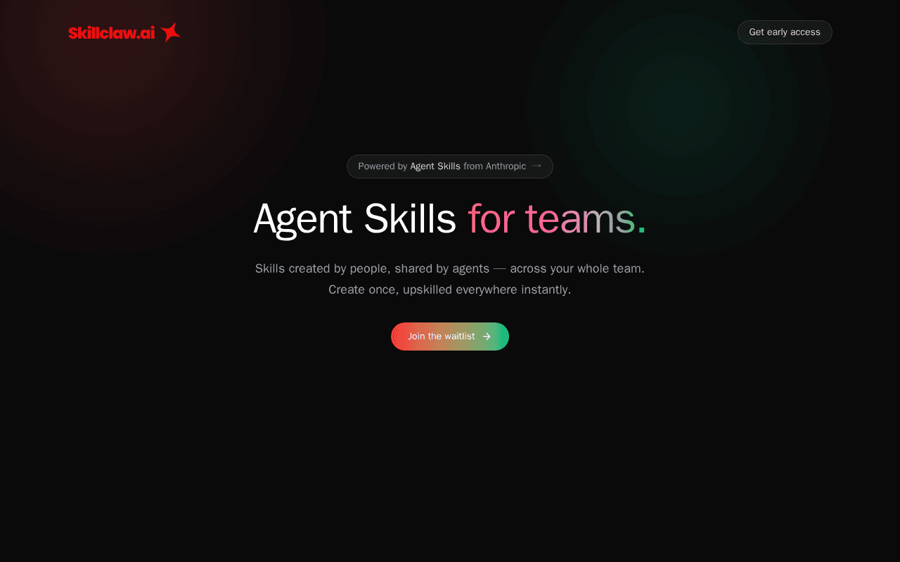 Screenshot of skillclaw.ai