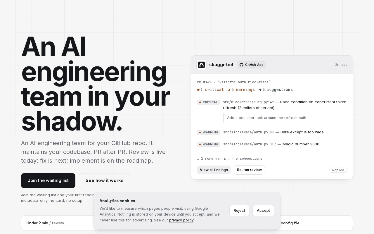 Screenshot of skuggi.ai