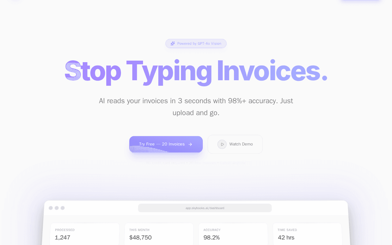Screenshot of skybooks.ai