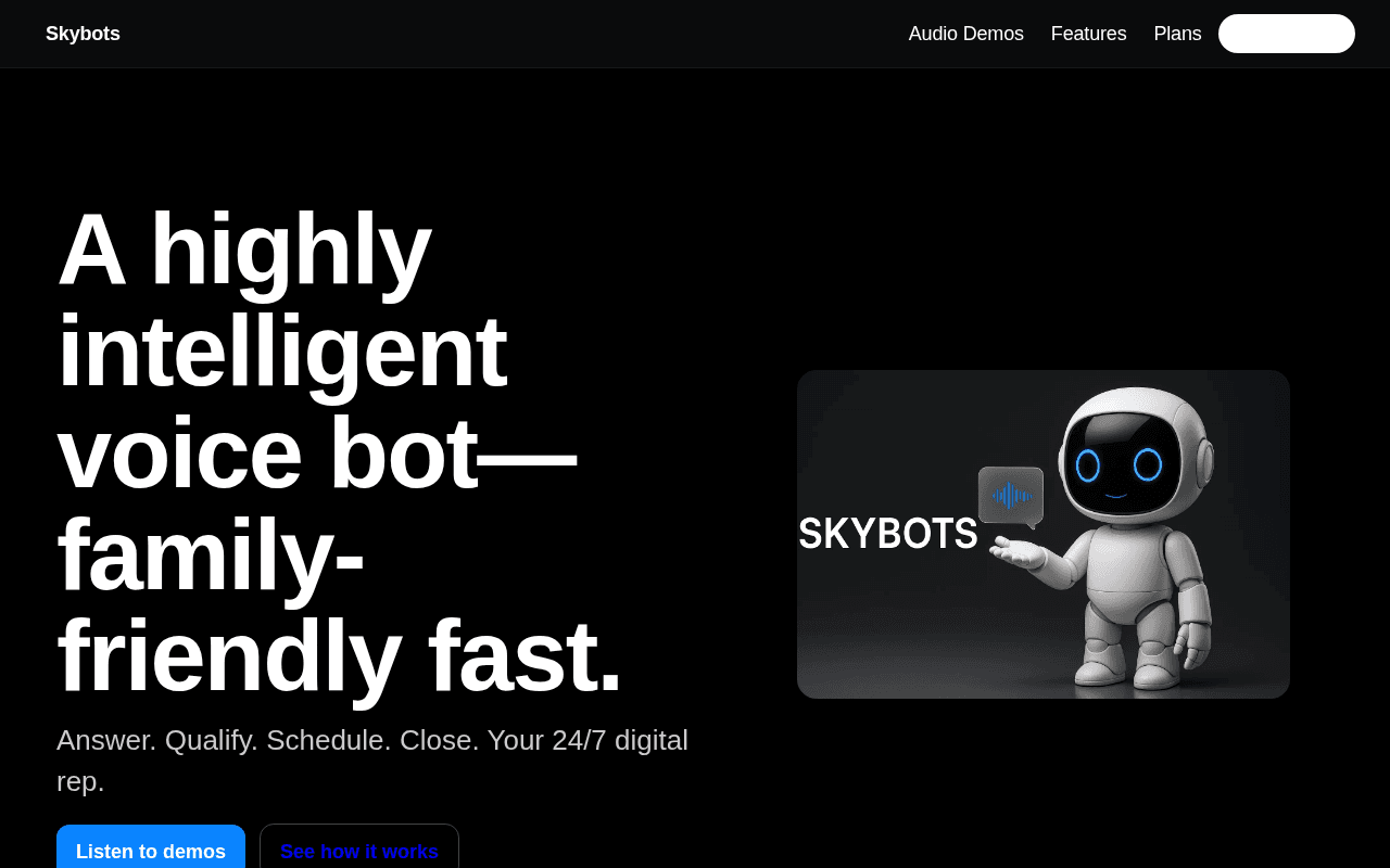 Screenshot of skybots.ai