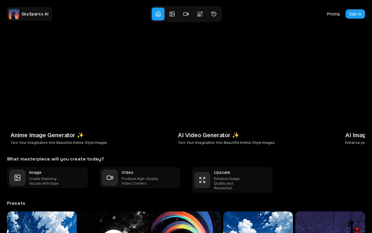 Screenshot of skysparxx.ai