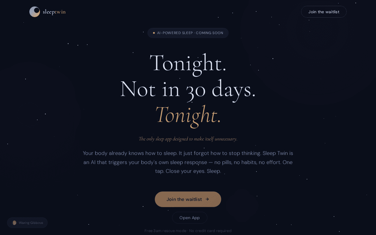 Screenshot of sleeptwin.ai