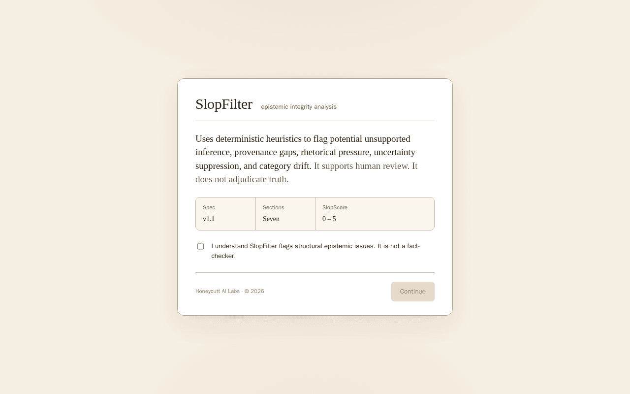 Screenshot of slopfilter.ai