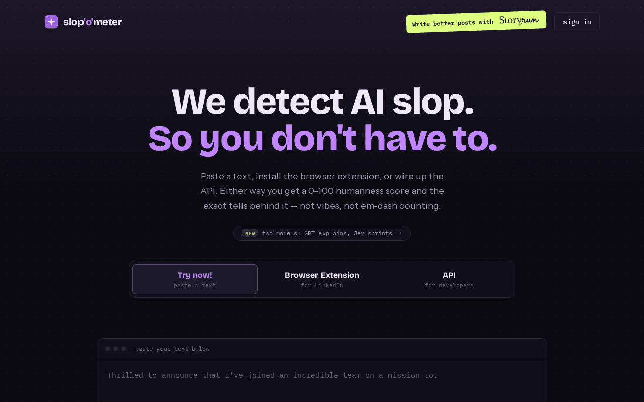 Screenshot of slopometer.ai