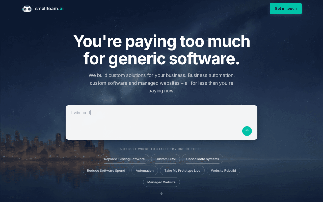 Screenshot of smallteam.ai