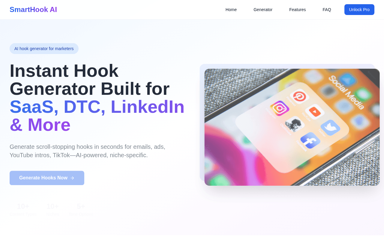 Screenshot of smarthook.ai