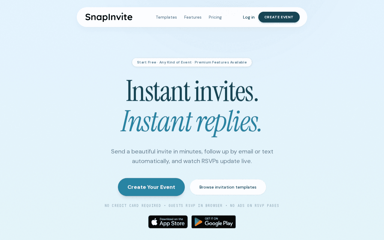 Screenshot of snapinvite.ai