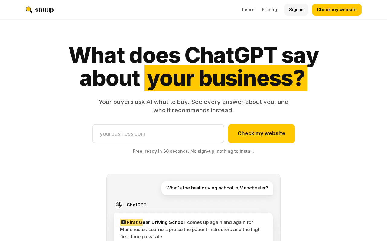 Screenshot of snuup.ai