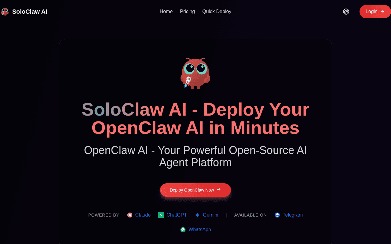 Screenshot of soloclaw.ai