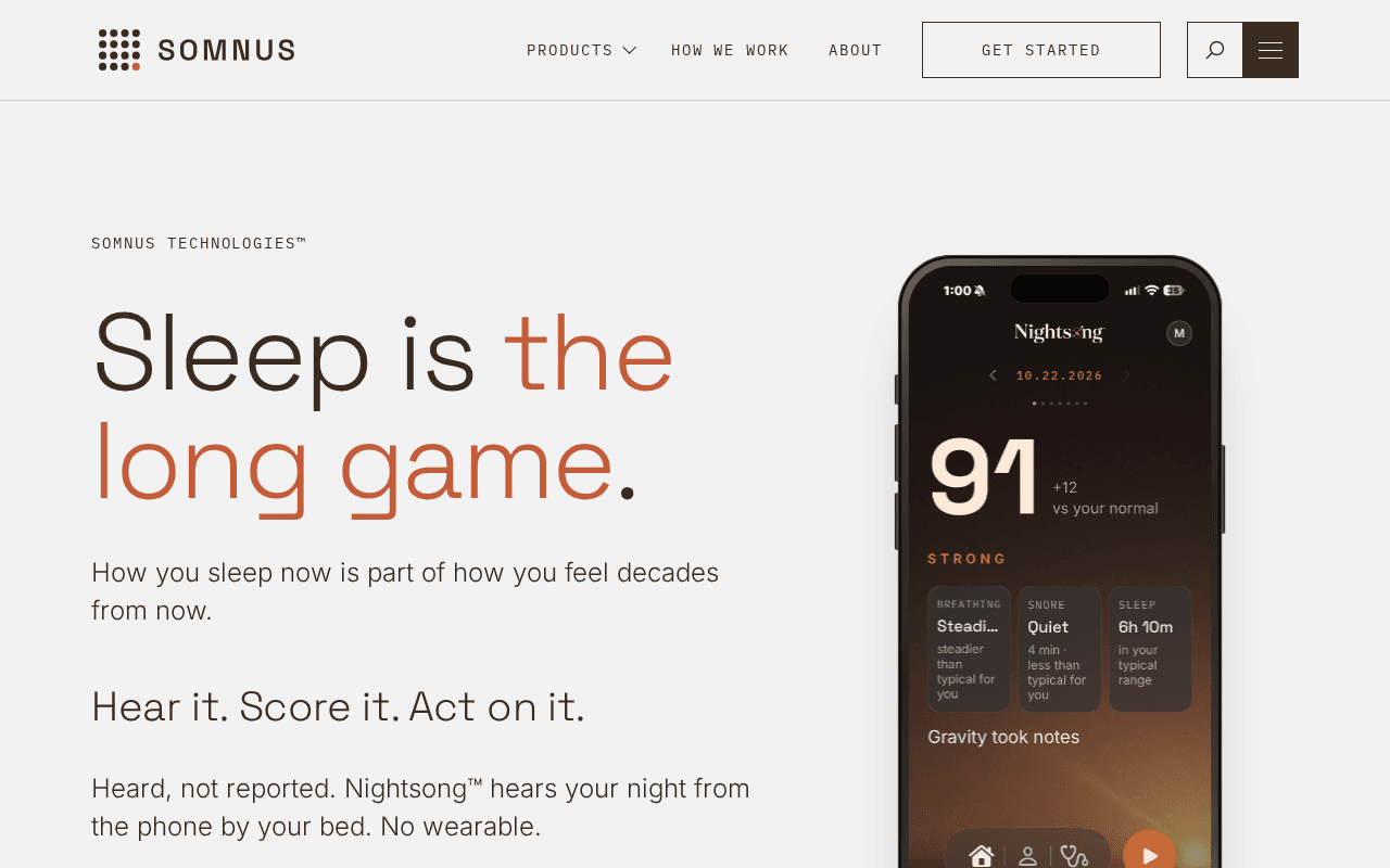 Screenshot of somnustech.ai